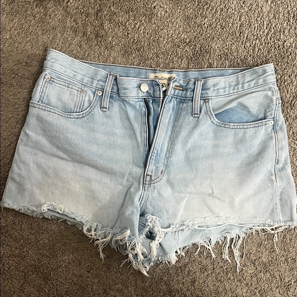 Madewell Light Blue Frayed Hem Jean Shorts Women Size 30